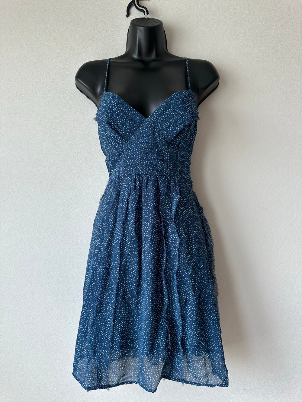 Vintage Y2K American Eagle Polka Dot Babydoll Dress Smocked Indie Sleaze Size S